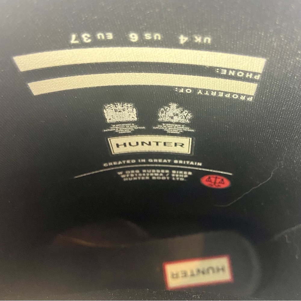 Hunter Original Rubber Biker Rain Boots - Black Size 6 - Picture 16 of 16